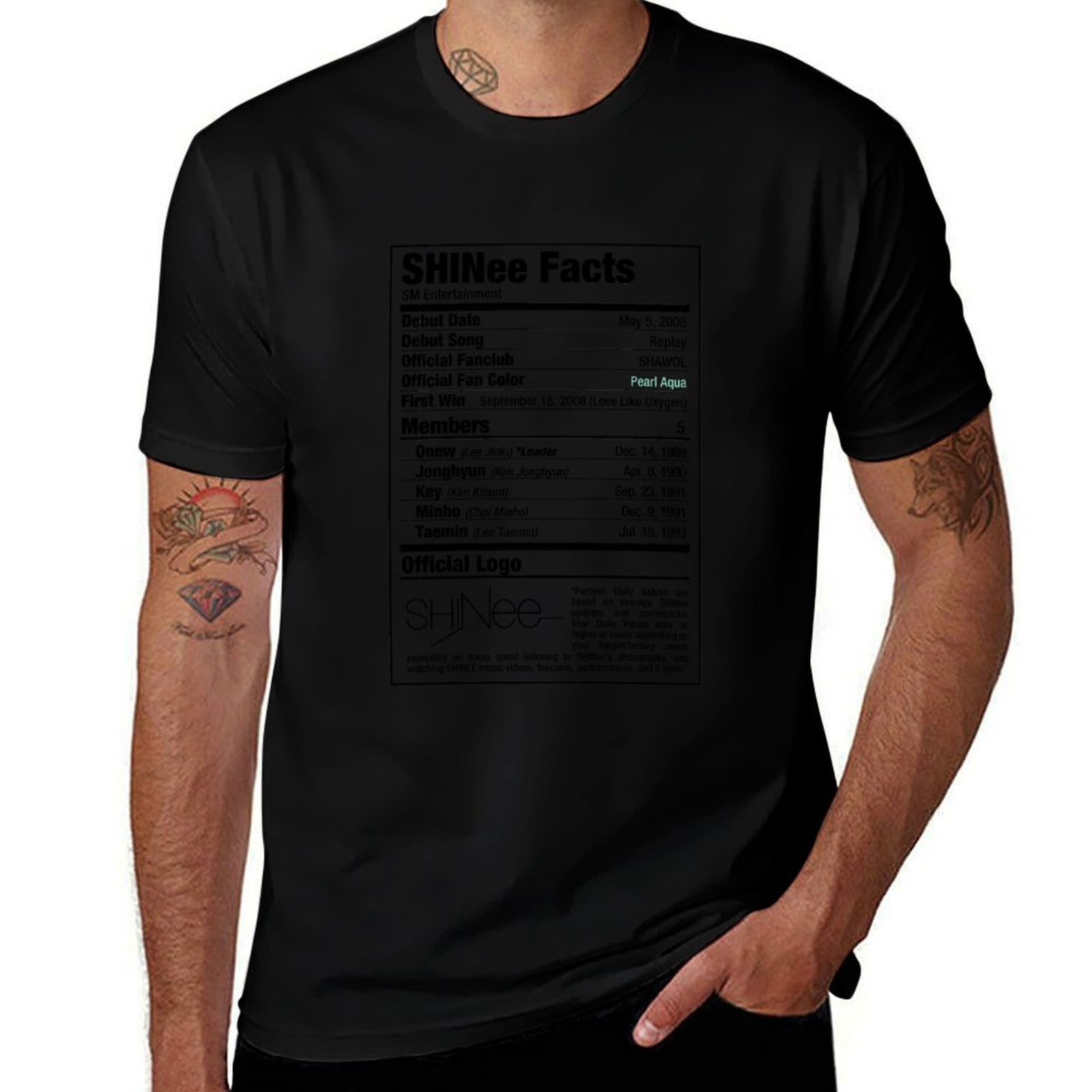 Nutrition Fitness Training - Camiseta SHINee Kpop Nutritional Facts para