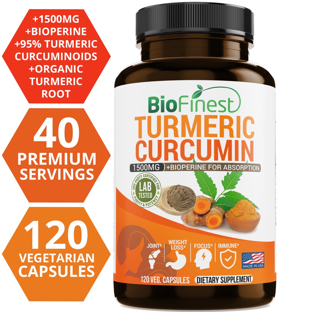 Turmeric Curcumin Capsule - Biotop-Pimenta Preta de Absorção Rápida-Suplemento Imunológico
