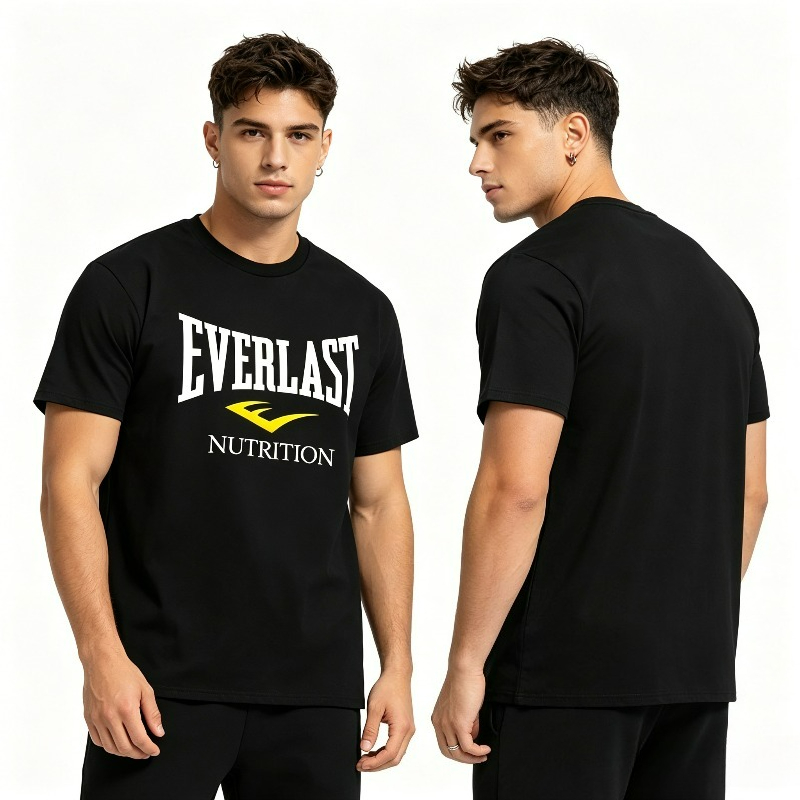 T Nutrition Fitness - Camiseta masculina preta e branca com