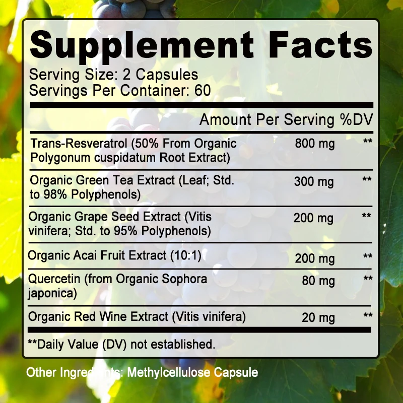 Cápsulas de resveratrol - apoi - Resveratrol Capsule Anti Aging avaliação e preço