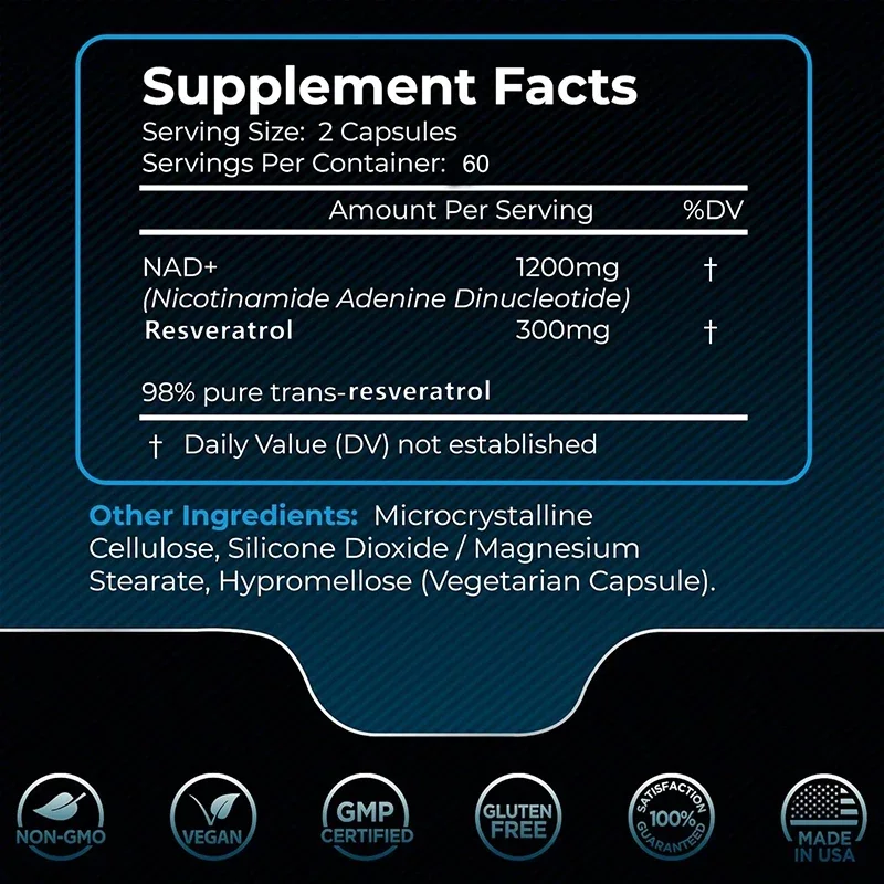 Suplementos NAD+ - Energia Nat - Resveratrol Capsule Anti Aging avaliação e preço