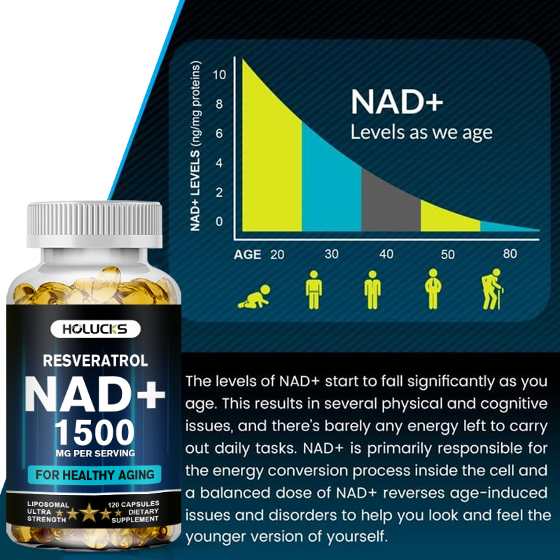 Cápsulas HOLUCKS NAD+, com NAD - Resveratrol Capsule Anti Aging avaliação e preço